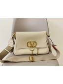 Valentino VRing Grained Calfskin Shoulder Bag 0888 White 2020