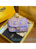 Fendi Woven Raffia Nano Baguette Charm Lilac Purple 2020