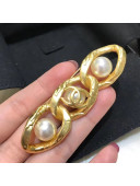 Chanel Twist Metal Pearl Brooch AB3134 Gold 2019