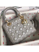 Dior Medium Lady Dior Bag In Pearl Lambskin Gray 2018(Gold-tone Metal)