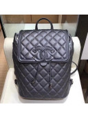 Chanel Grined Calfskin CC Filigree Backpack A57090 Metallic Grey 2018