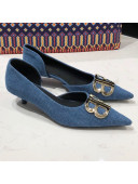 Balenciaga BB Denim Low-Heel Pumps Blue 2019