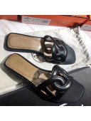 Hermes Leather Sandal Slipper Black 2018