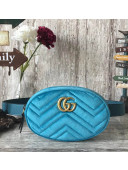 Gucci 476434 Marmont Matelassé Velvet Belt Bag Blue 2017