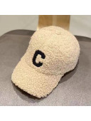 Celine Shearling Baseball Hat Beige 2021