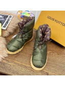 Louis Vuitton Down Feather Lace-up Waterproof Boots Green/Monogram 2020