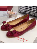 Salvatore Ferragamo Patent Leather Bow Ballerinas Burgundy/Gold 2021