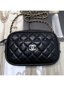 Chanel Iridescent Quilted Smooth Leather Camera Case Shoulder Bag A91796 Black 2019