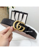 Gucci GG Calfskin Belt 4cm with GG Buckle Black/Aged Gold 2021