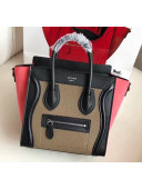 Celine Nano Luggage Handbag In Smooth/Grainy Calfskin Grey/Black/Red 2020