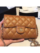 Chanel Grained Calfskin Classic Mini Clutch with Chain A84512 Caramel 2018