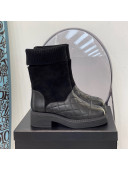 Chanel Lambskin, Suede & Knit Ankle Boots G38185 Black 2021 