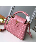 Louis Vuitton Capucines Mini Top Handle Bag in Crocodilian Leather N95003 Pink 2019