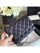 Chanel Grained Calfskin Mini Wallet on Chain WOC Black/Silver 2020