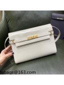 Saint Laurent Manhattan Shoulder Bag in Patent Leather 579271 White 2021