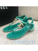 Chanel Quilted Lambskin Heel Thong Sandals G36402 Green 2020