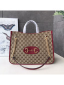 Gucci Horsebit 1955 GG Canvas Medium Tote Bag 621144 Red 2020