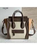 Celine Nano Luggage Handbag In Smooth Calfskin White/Khaki/Beige 2020