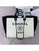 Chanel Deauville Wool Felt Large Shopping Bag A93786 White/Black 2019