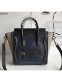 Celine Nano Luggage Handbag In Smooth Calfskin Blue/Black/Grey 2020