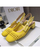 Dior x Moi Slingback Pumps 3cm in Yellow Cannage Embroidered Mesh 2021