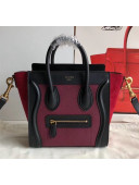 Celine Nano Luggage Handbag In Smooth/Grainy Calfskin Burgundy/Black 2020