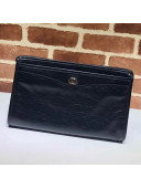 Gucci Vintage Leather Pouch with Interlocking G 575991 Black 2019