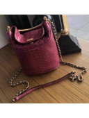 Chanel Chevron Python Handle with Chic Bucket Bag A57861 Fuchsia 2018