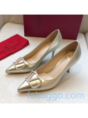 Valentino Crystal VLogo Metallic Leather Pumps 70mm Gold 2020