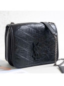 Saint Laurent Niki Chain Wallet WOC in Crinkled Vintage Leather 583103 Black 2019