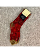 Gucci Print Lurex GG Short Socks Red/Gold 2019