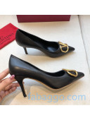 Valentino VLogo Calfskin Pumps 70mm Black/Gold 2020