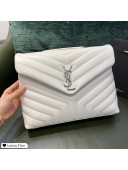 Saint Laurent Loulou Large Bag in "Y" Leather 459749 White/Silver 2021