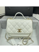 Chanel Quilted Grained Calfskin Flap Messenger Bag A93749 White 2020