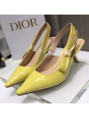 Dior J'Adior Slingback Pumps 6.5cm in Yellow Patent Calfskin 2021