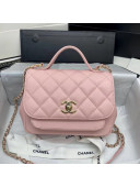 Chanel Quilted Grained Calfskin Flap Messenger Bag A93749 Pink 2020