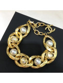 Chanel Vintage Metal Pearl Bracelet AB3147 2019