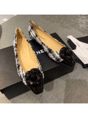 Chanel Tweed Camellia Bloom Ballerinas White/Black 2021 112237