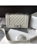 Chanel Small Metallic Crumpled Waxy Calfskin Boy Flap Bag Ivory 2018