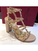 Valentino Rockstud Calfskin Ankle Strap Sandals 9.5cm Nude 2021 09