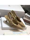 Dior J'Adior Medium Heel Slingback Pumps 65mm in Gold Crystal Suede 2020