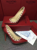 Valentino Rockstud Matte Lambskin Pumps 9.5cm Burgundy 2021 36