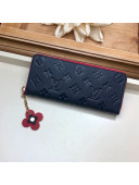 Louis Vuitton Clémence Wallet in Monogram Empreinte Leather M64161 Navy Blue/Red