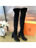 Hermes Lycra Over-Knee High Boots 10cm Black 2021