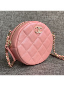 Chanel Iridescent Round Classic Clutch with Chain AP0366 Pink 2019