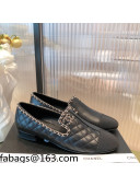 Chanel Chain Leather & Grosgrain Asymmetric Loafers Black 2021 03