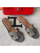 Hermes Oasis Sandal in Smooth Calfskin With 5cm Heel Grey 2021