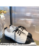 Chanel Quilted Leather Lace-ups Shoe White 2021 02