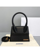 Jacquemus Le Chiquito Small Top Handle Bag in Smooth Leather Black 2021