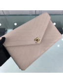 Chanel Chevron Calfskin & Gold-tone Metal Clutch A57434 White 2018